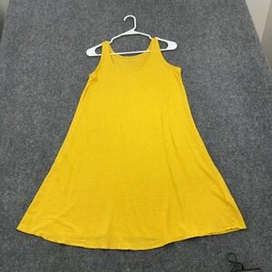 Eileen Fisher Dress Womens S Yellow Linen Sleeveless A Line Minimalist Summer